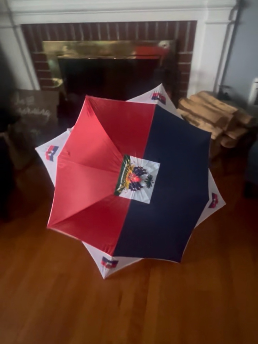 Haitian Flag Umbrella - Red & Navy Panels